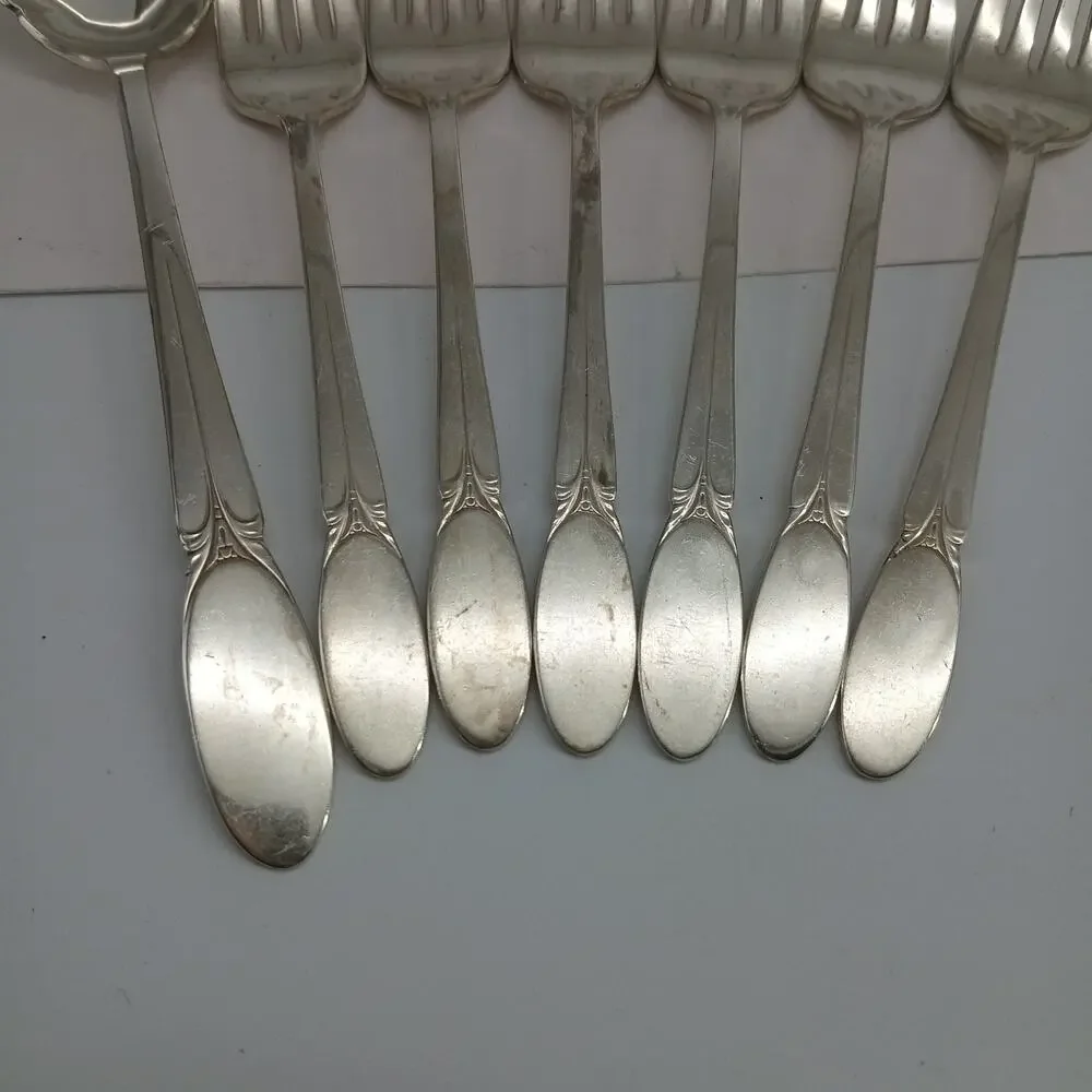 7X SF Rogers Bros SYLVIA International SilverPlate Serving Spoon Salad Forks